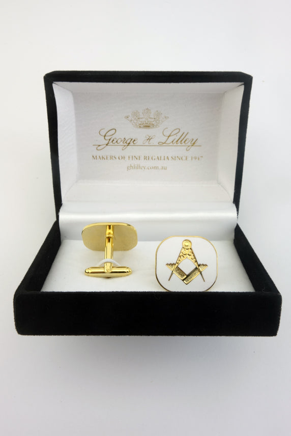 Masonic Cuff Links White