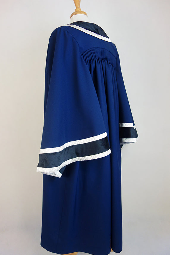 Traditional Style Mayoral Robe, Navy, Silver & Black Velvet