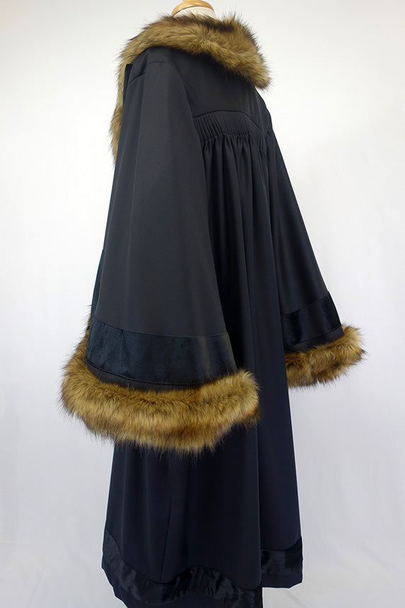 Velvet and Faux Fur Mayoral Robe, Black Velvet on Black Base