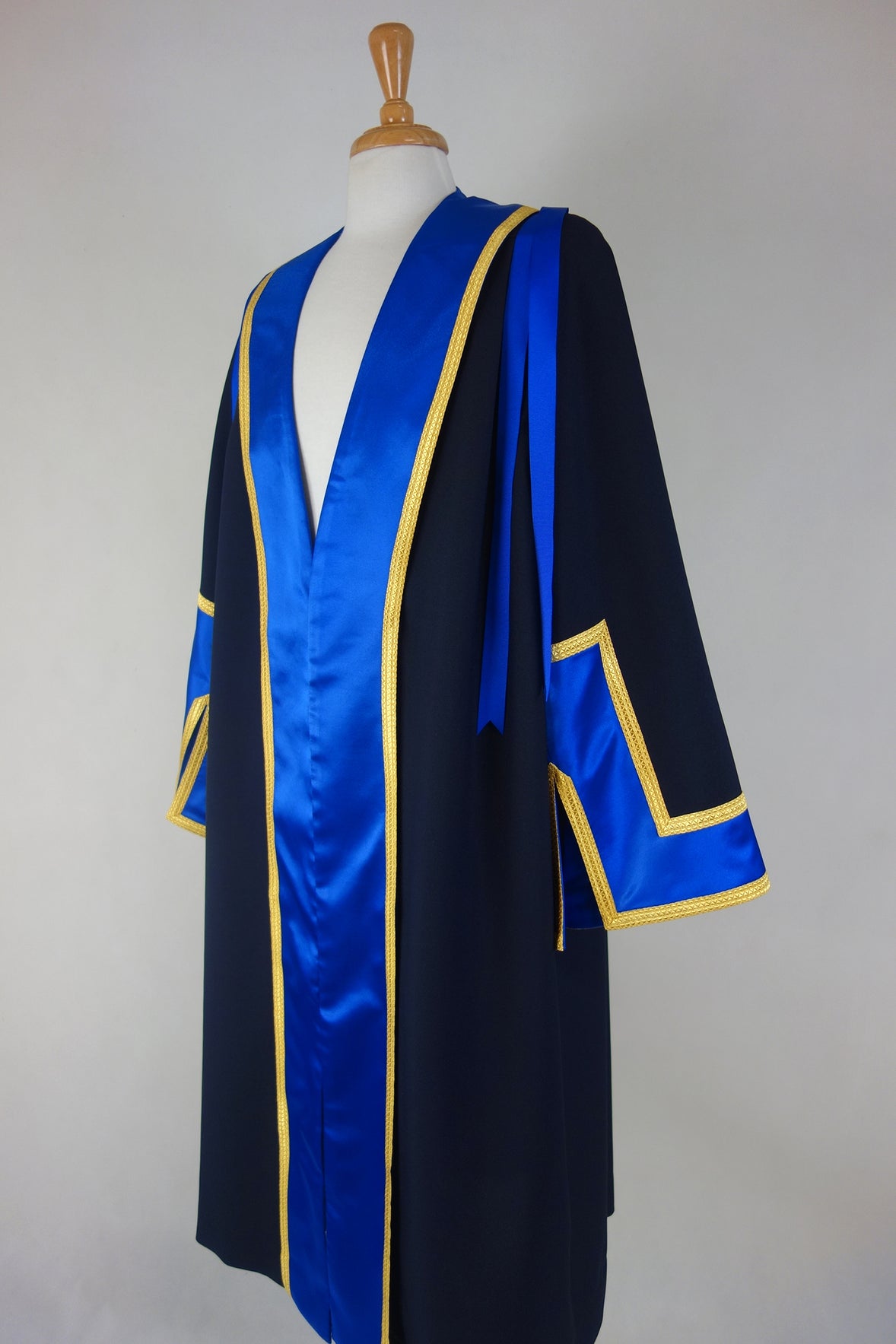 Traditional Style Mayoral Robe, Navy, Satin Facings with Gold