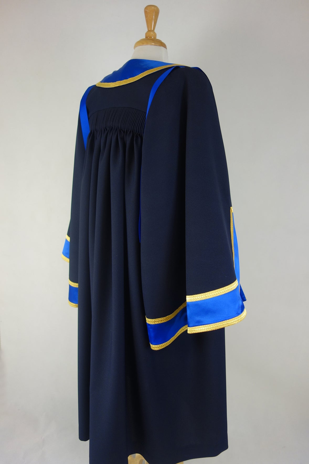 Traditional Style Mayoral Robe, Navy, Satin Facings with Gold