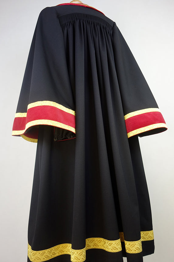 Traditional Style Mayoral Robe, Black Base, Red Velvet & Gold Edging